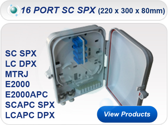 16 Port SC Simplex External IP65 Fibre Wall Boxes